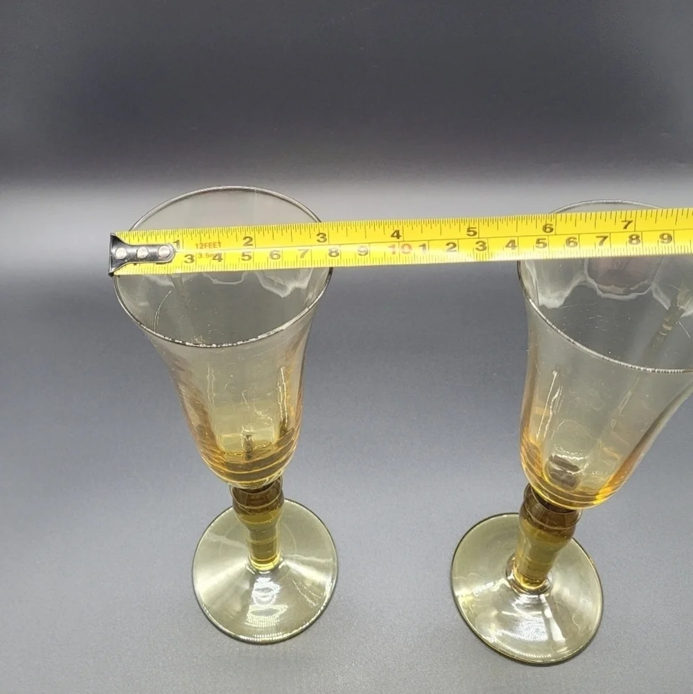 Vintage Amber Champagne Glasses Set Of 2 Rare​​​